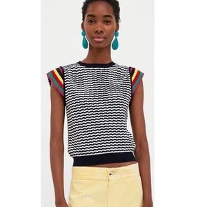 NWT Zara Crochet Knit Top w/ Cap Sleeves